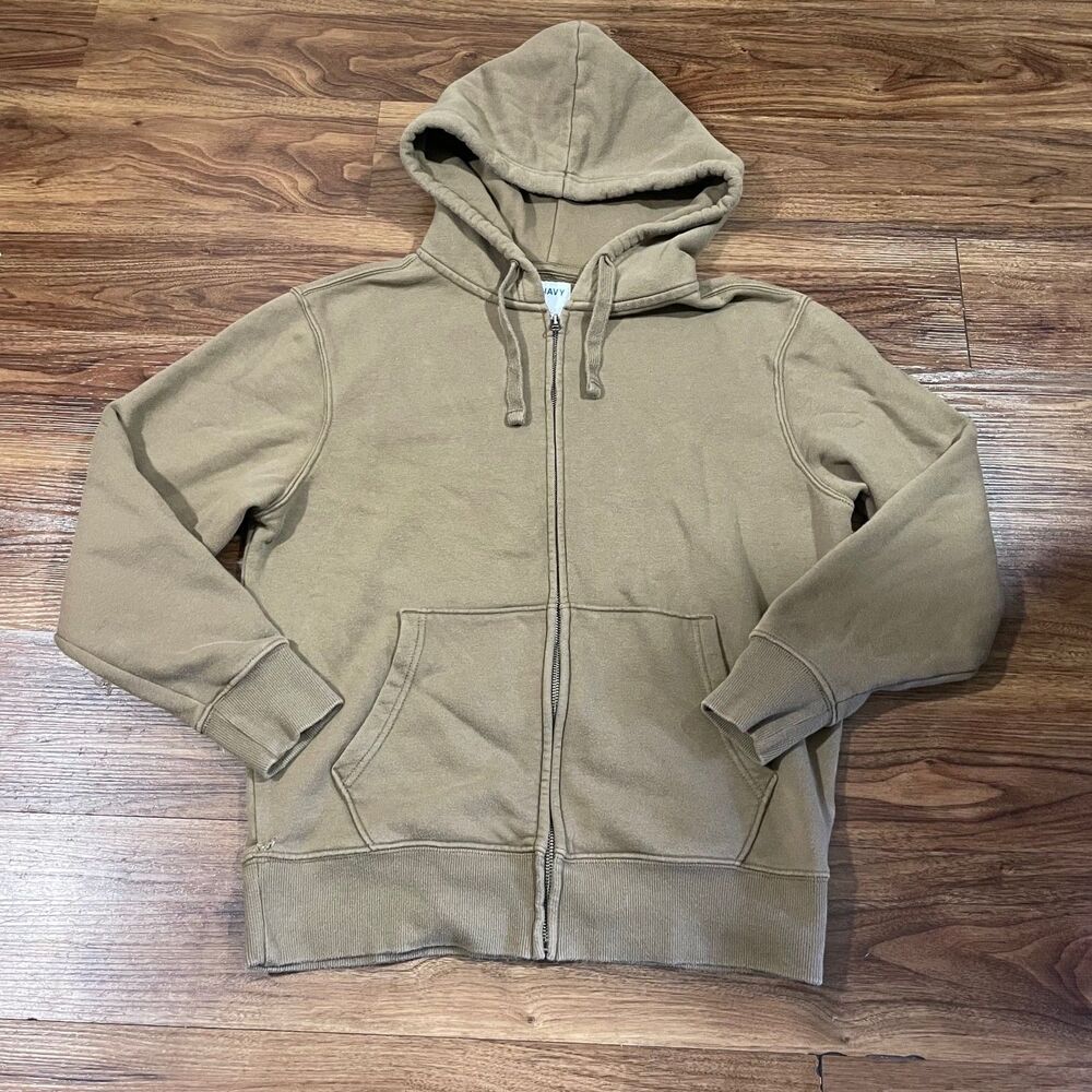 Old Navy Long Sleeve Full Zip Hoodie Brown Drawstring Sweater Men's Size Small